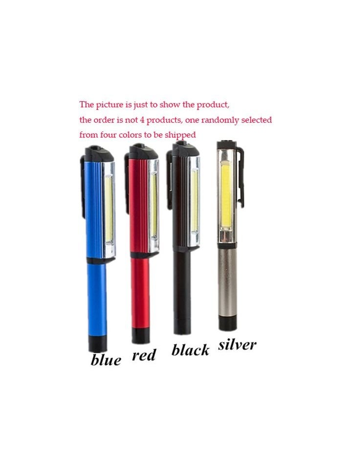 1-Pieces COB 3W Magnetic Aluminum Pocket Portable Pen Clip Torch Flashlight for Home Hiking Inspection Work Lamp Random Colo