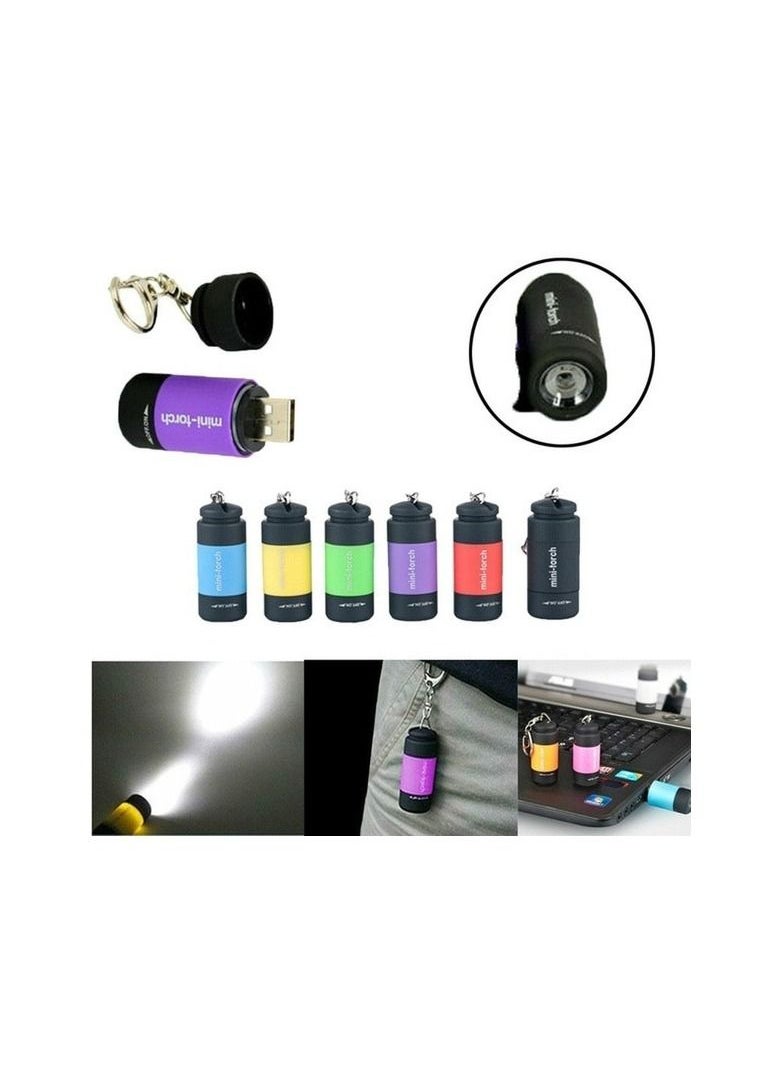 1-PiecesMini Rechargeable Waterproof Keychain with USB LED Pocket Flashlight Random Color