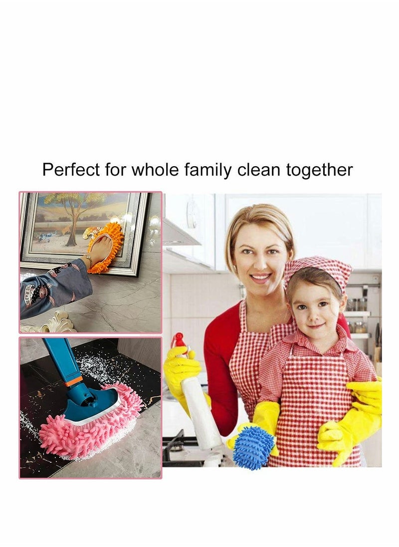 10 Pieces Multi-Function Dust Duster Mop Slippers Shoes Cover, Soft Washable Reusable Microfiber Foot Socks Floor Cleaning Tools Shoe Cover