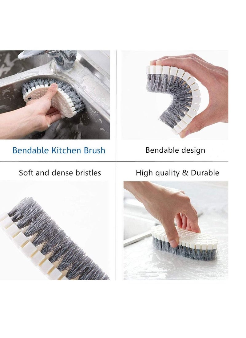 Dish Brush Steel Ball Pot Brush Kitchen Crevice Cleaning Brush with Scraper Bathroom Scrub Brush 5PCS Handle Brushes