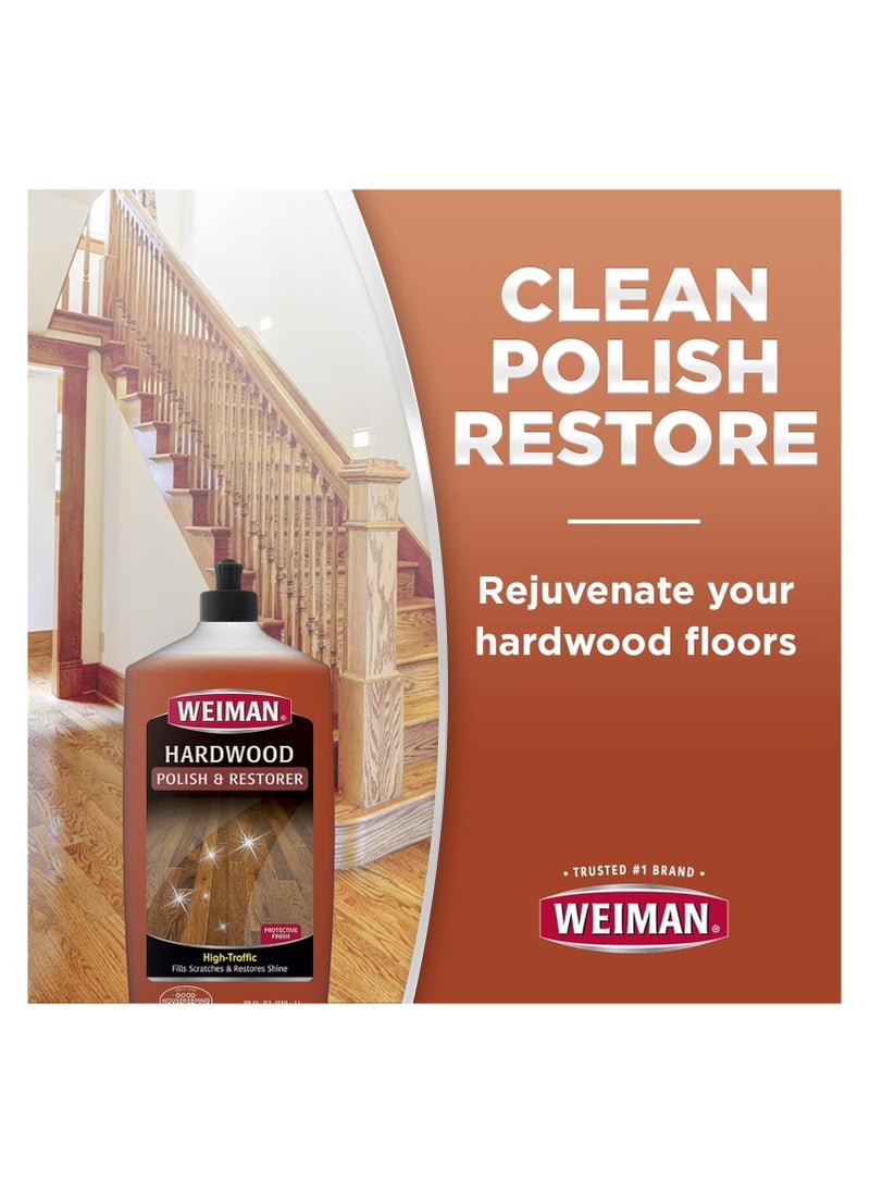 Hardwood Floor Cleaner & Polish Restorer Combo - 2 Pack - High-Traffic Hardwood Floor, Natural Shine, Removes Scratches, Leaves Protective Layer