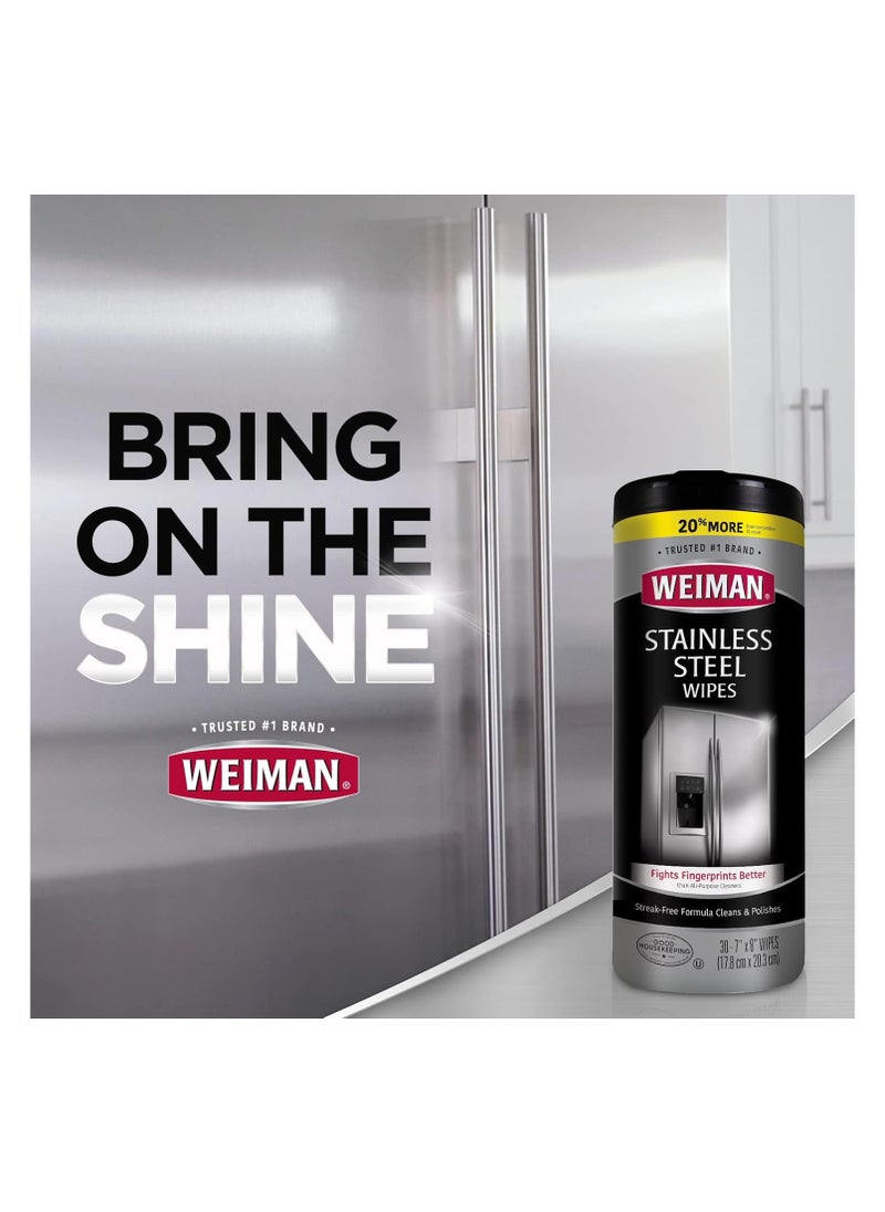 Stainless Steel Cleaning Wipes [2 Pack] Removes Fingerprints, Residue, Water Marks and Grease From Appliances - Works Great on Refrigerators, Dishwashers, Ovens, Grills and More