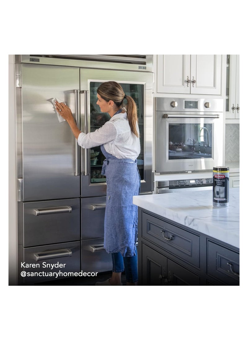 Stainless Steel Cleaning Wipes [2 Pack] Removes Fingerprints, Residue, Water Marks and Grease From Appliances - Works Great on Refrigerators, Dishwashers, Ovens, Grills and More