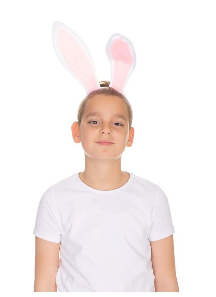 Bunny Ears Headband Plush Rabbit Ears Headwear Bunny Girl Bunny Ear Headband, for Cosplay Party Favor White and Pink Bunny Costume Accessories for Kids and Adults