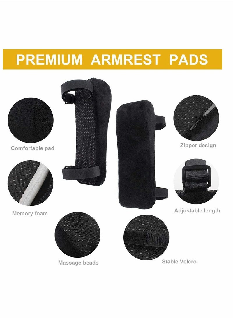 Chair Armrest Pads, 2 Pcs Set Memory Foam Comfortable Elbow Pillows,   Universal Chair Arm Covers for Office Chair Arm Support Forearm Pressure Relief Universal Chair Arm Cover