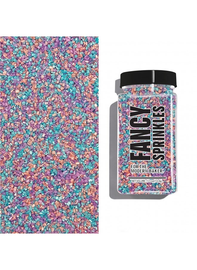 Fancy Sprinkles Easter Opal Rain Fancy Sugar, Sparkly Sugar Crystals and Edible Glitter Stars, Pastel Mulit-Colored Blend, For Baking, Dessert Decorating, and Cocktails (0.5c)