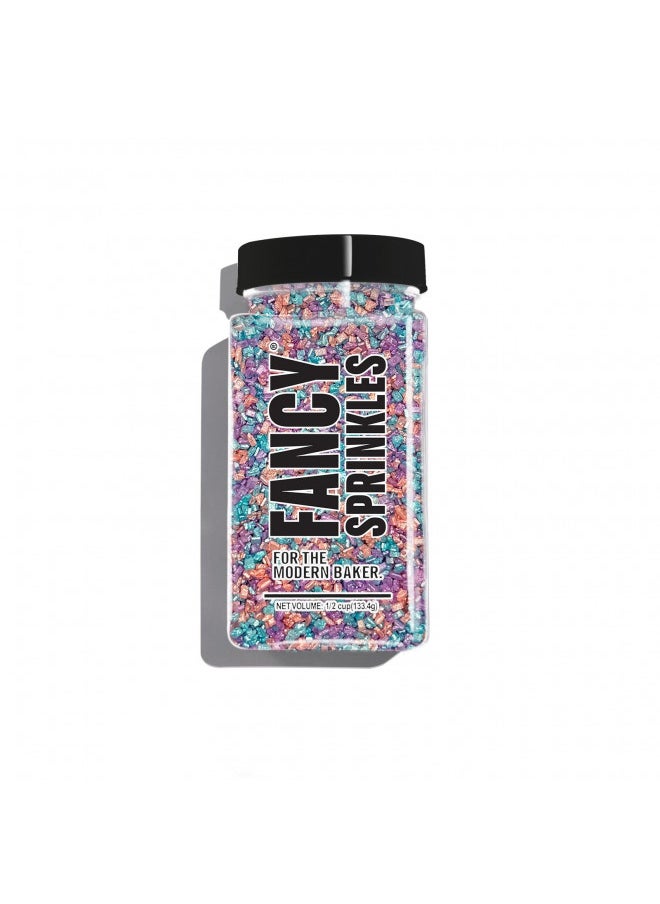 Fancy Sprinkles Easter Opal Rain Fancy Sugar, Sparkly Sugar Crystals and Edible Glitter Stars, Pastel Mulit-Colored Blend, For Baking, Dessert Decorating, and Cocktails (0.5c)