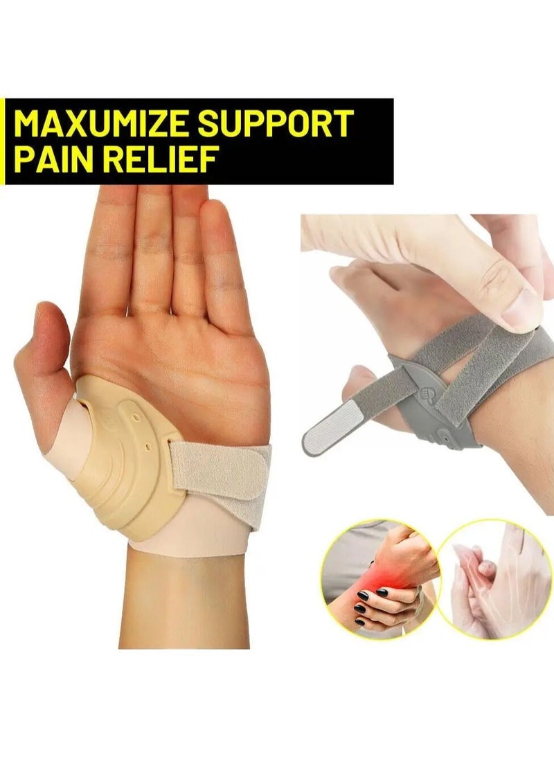 Thumb Support Brace, Restriction Splint Thumb Stabilizer, Adjustable CMC Joint Thumb Brace, Pain Relief Thumb Stabilizer Brace For Both Men And Women, (Pack Of 2pcs, Medium, Beige Right)