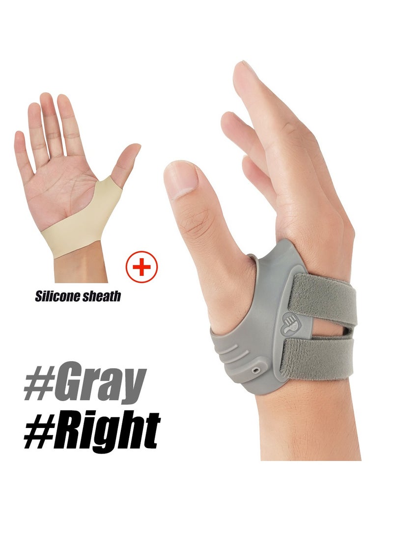 Thumb Support Brace, Restriction Splint Thumb Stabilizer, Adjustable CMC Joint Thumb Brace, Pain Relief Thumb Stabilizer Brace For Both Men And Women, (Pack Of 2pcs, Small, Grey Right)