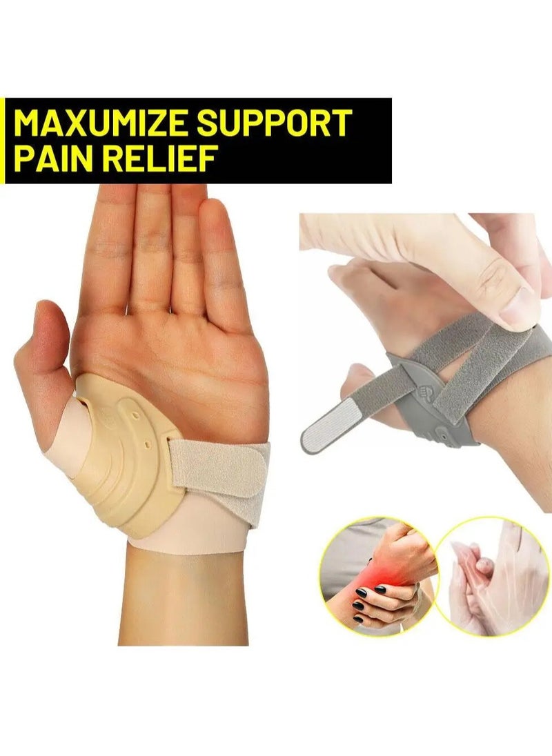 Thumb Support Brace, Restriction Splint Thumb Stabilizer, Adjustable CMC Joint Thumb Brace, Pain Relief Thumb Stabilizer Brace For Both Men And Women, (Pack Of 2pcs, Small, Beige Left)