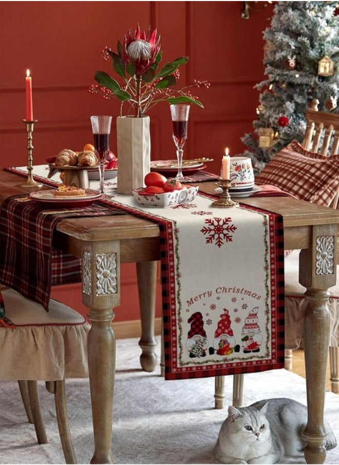 Premium Christmas Cotton Table Runner - Festive Xmas Home Decor for Holiday Dining