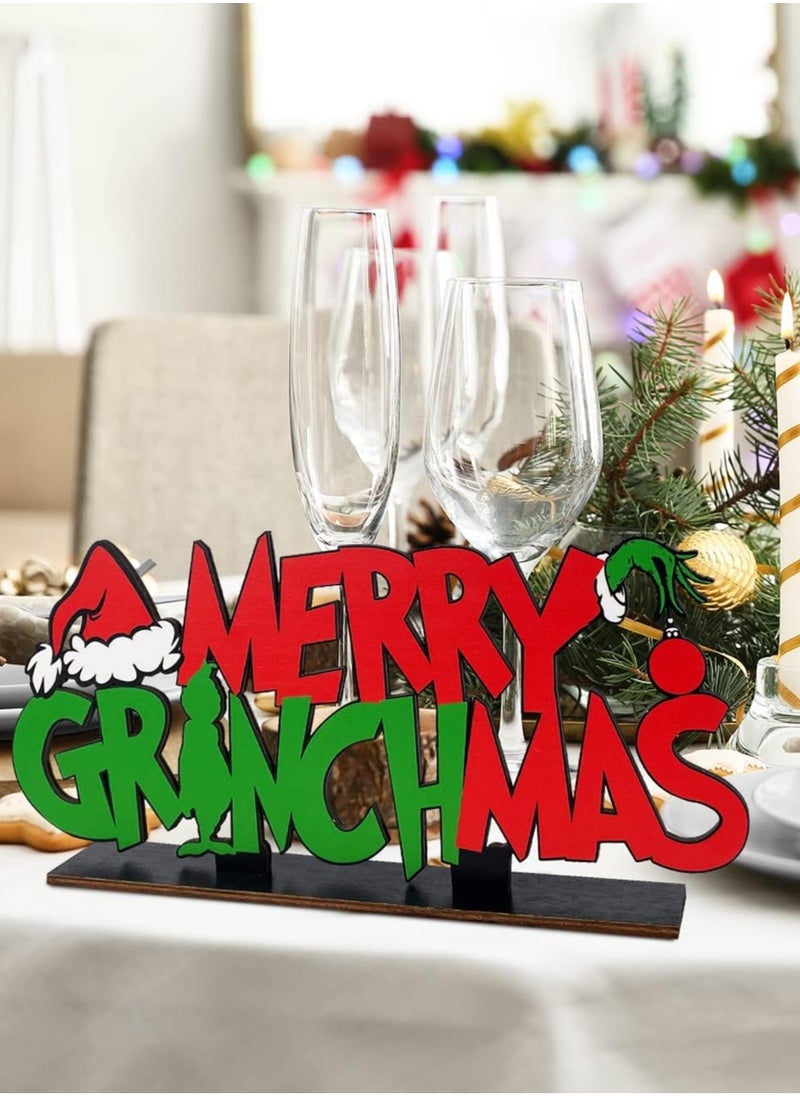 Merry Christmas Acrylic Table Decorations, Easy-to-Assemble Festive Centerpiece Signs & Table Toppers in Vibrant Red and Green, Perfect for Holiday Parties, Winter Festivals & New Year Celebrations (6.5 x 11.8 inches)