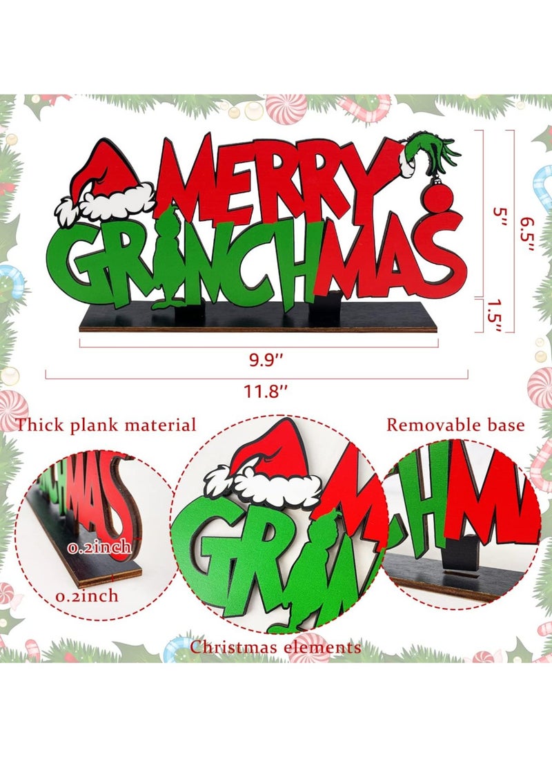 Merry Christmas Acrylic Table Decorations, Easy-to-Assemble Festive Centerpiece Signs & Table Toppers in Vibrant Red and Green, Perfect for Holiday Parties, Winter Festivals & New Year Celebrations (6.5 x 11.8 inches)