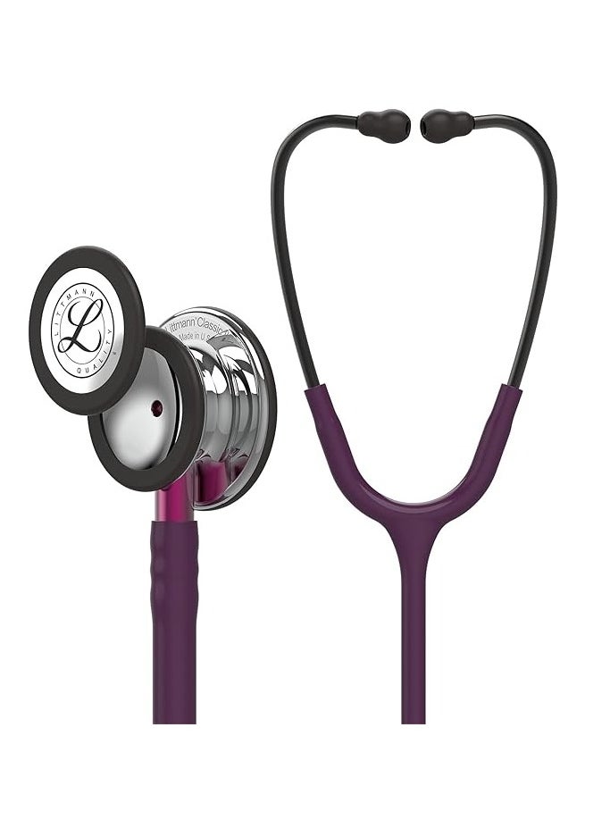 3M Littmann Classic III Monitoring Stethoscope, Mirror Chestpiece, Plum Tube, Pink Stem Headset, 27 inch, 5960