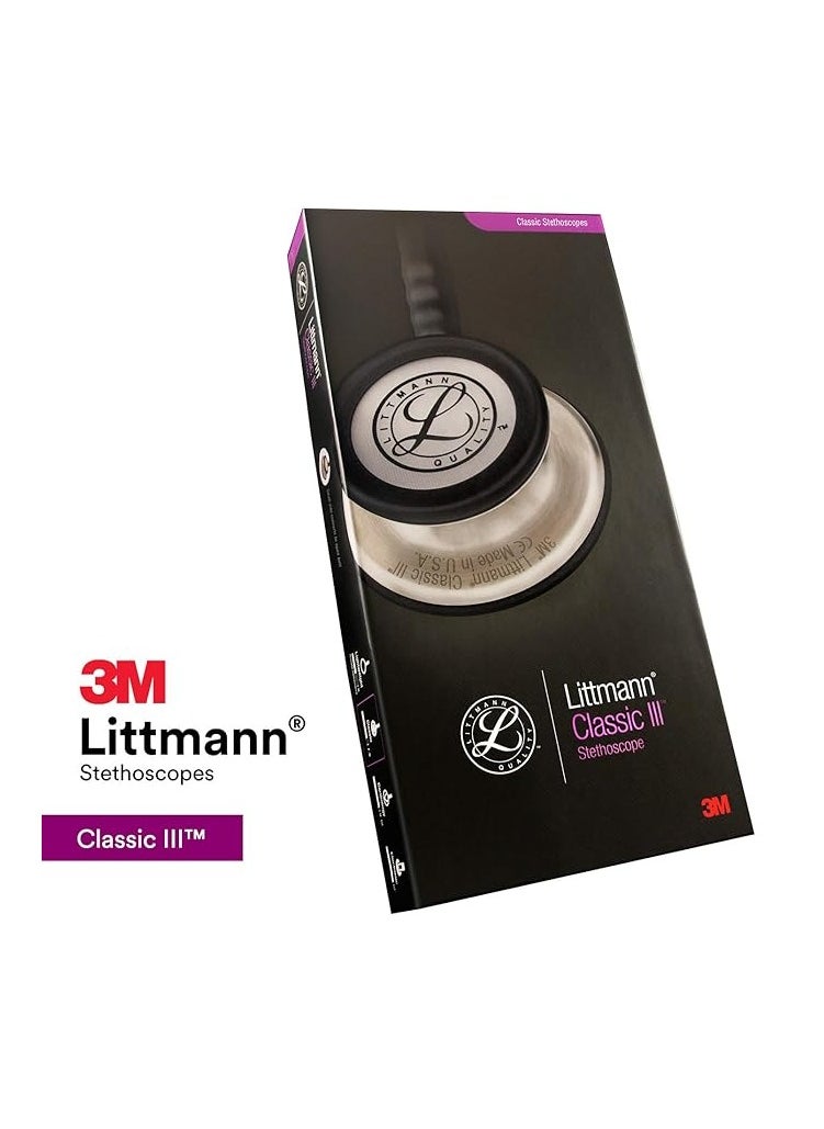 3M Littmann Classic III Monitoring Stethoscope, Mirror Chestpiece, Plum Tube, Pink Stem Headset, 27 inch, 5960