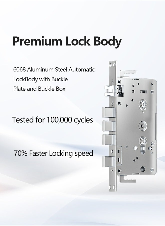 Smart Lock Full-Automatic Door Lock with CNC-Machined Panel,Face Recognition Dual Cameras, Palm Vein Unlocking ,WiFi Intercom, Tuya App, With 6068 Mortise