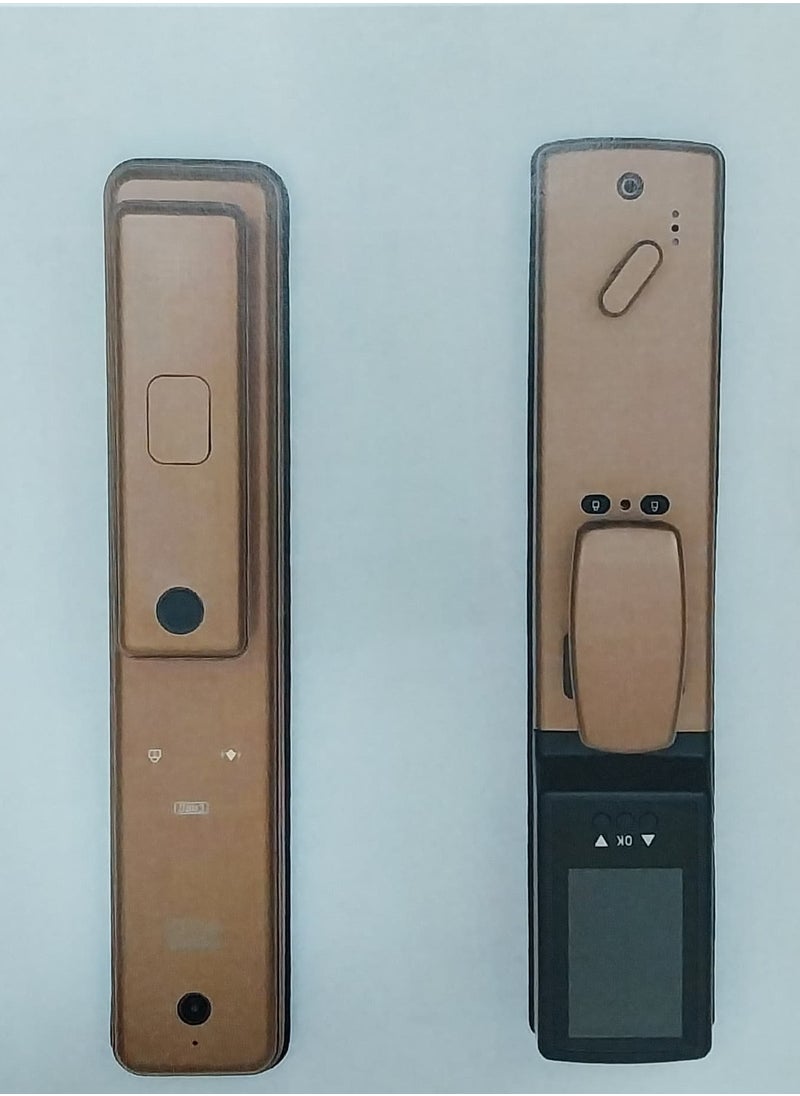 Smart door lock in brown color