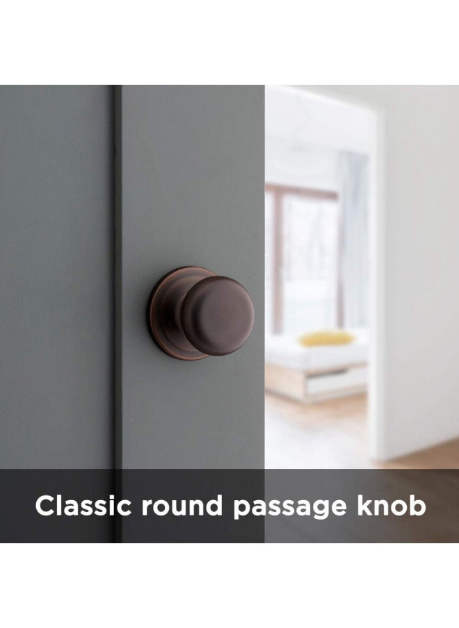 Kwikset Juno Interior Passage Door Knob, Handle For Closet and Hallway Doors, Non-Locking Doorknob in Venetian Bronze, with Microban Protection