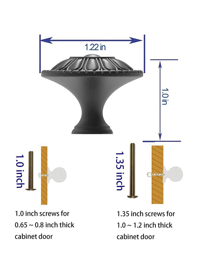 Cabinet Handle 9-Pack of Matte Black Kitchen Cabinet Knobs Pulls, Matte Round Farmhouse Dresser Handles Drawer Knobs for Modern Closet Furniture Door, Floral Pattern