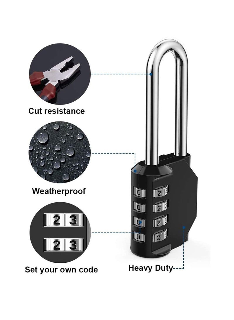 Combination Padlock Heavy Duty Lock - Weatherproof Padlock, Resettable Lock, 2.5inch Long Shackle 4-Digit Zinc Alloy Combination Lock for Shed Fence Gate, School, Gym, Toolbox - 2 Pack