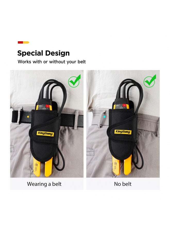 KingSung Sturdy Fabric Tool Holster for FlukeT5-1000/T5-600/T6-1000/T6-600, Continuity and Current Tester Meter Case with Belt Loop, Multipurpose Tool Belt Bag, Can Use Without Belt,T5/ T6 Pouch