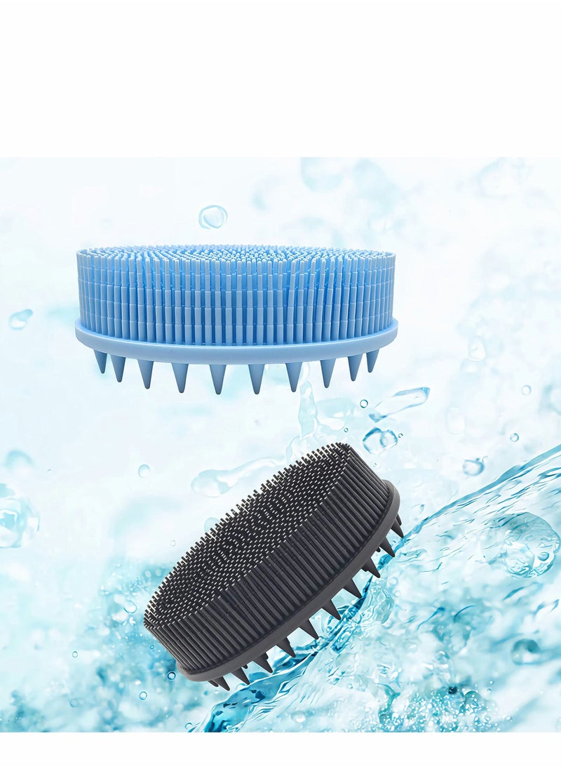 Upgrade 2 in 1 Bath and Shampoo Brush Silicone Body Scrubber for Use Shower Exfoliating Premium Loofah Head Scrubber Scalp Massager Brush Wet Dry Easy to Clean