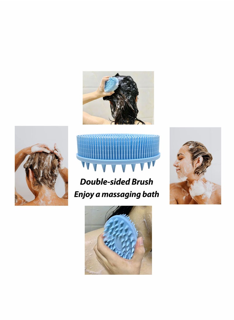 Upgrade 2 in 1 Bath and Shampoo Brush Silicone Body Scrubber for Use Shower Exfoliating Premium Loofah Head Scrubber Scalp Massager Brush Wet Dry Easy to Clean