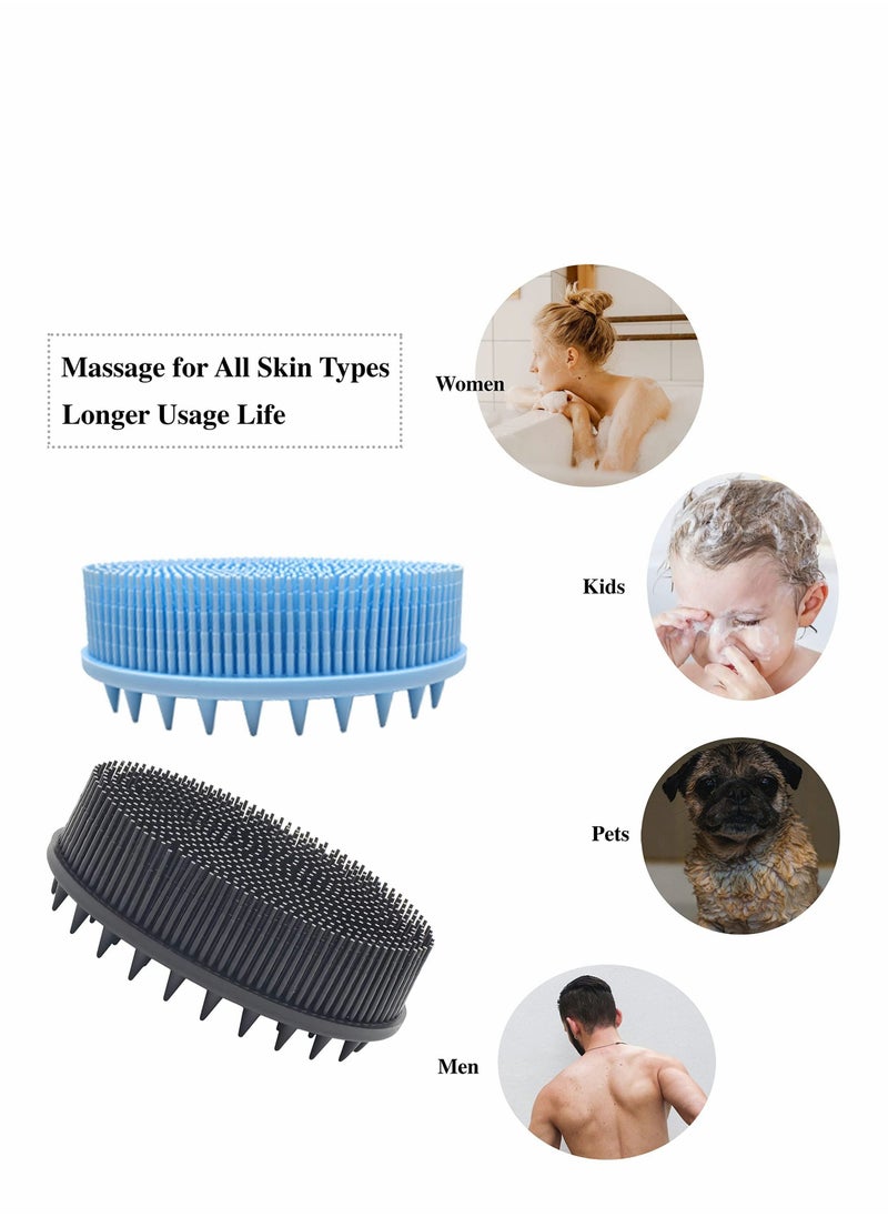 Upgrade 2 in 1 Bath and Shampoo Brush Silicone Body Scrubber for Use Shower Exfoliating Premium Loofah Head Scrubber Scalp Massager Brush Wet Dry Easy to Clean