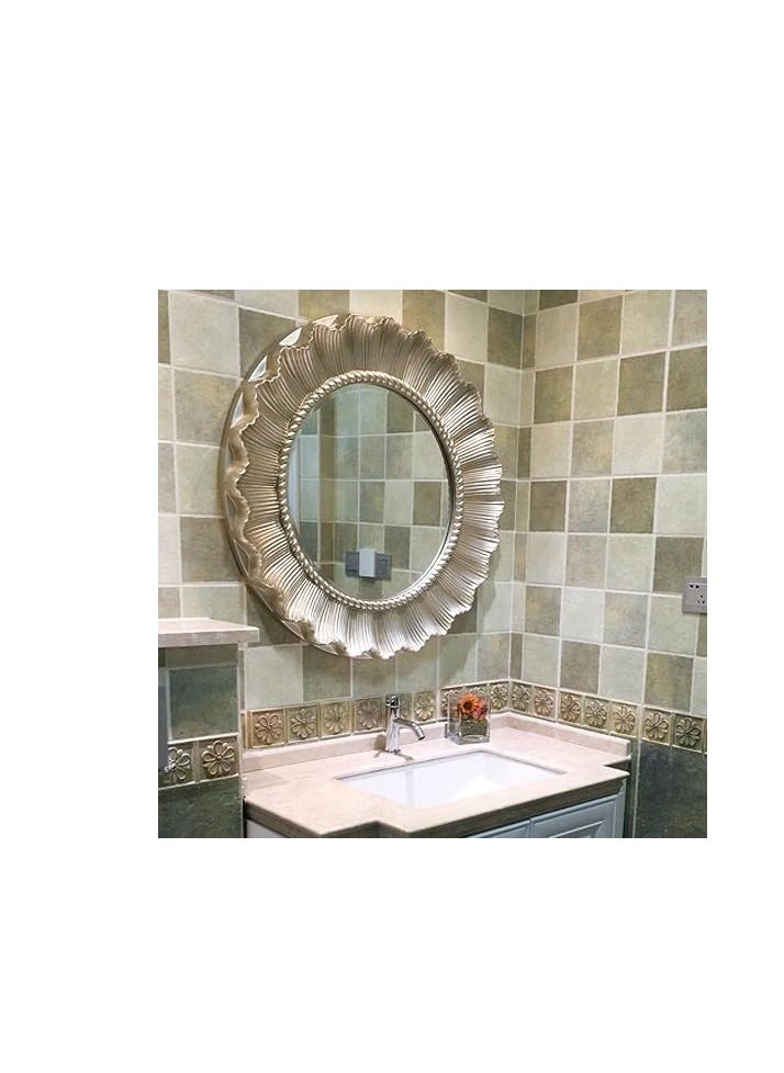 Flashy Round Wall Mirror with LED lights - Gold aluminum frame for bathroom, living room, bedroom size 85 * 85cm