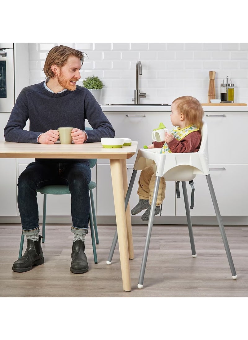 ANTILOP Highchair with safety belt, white/silver-colour