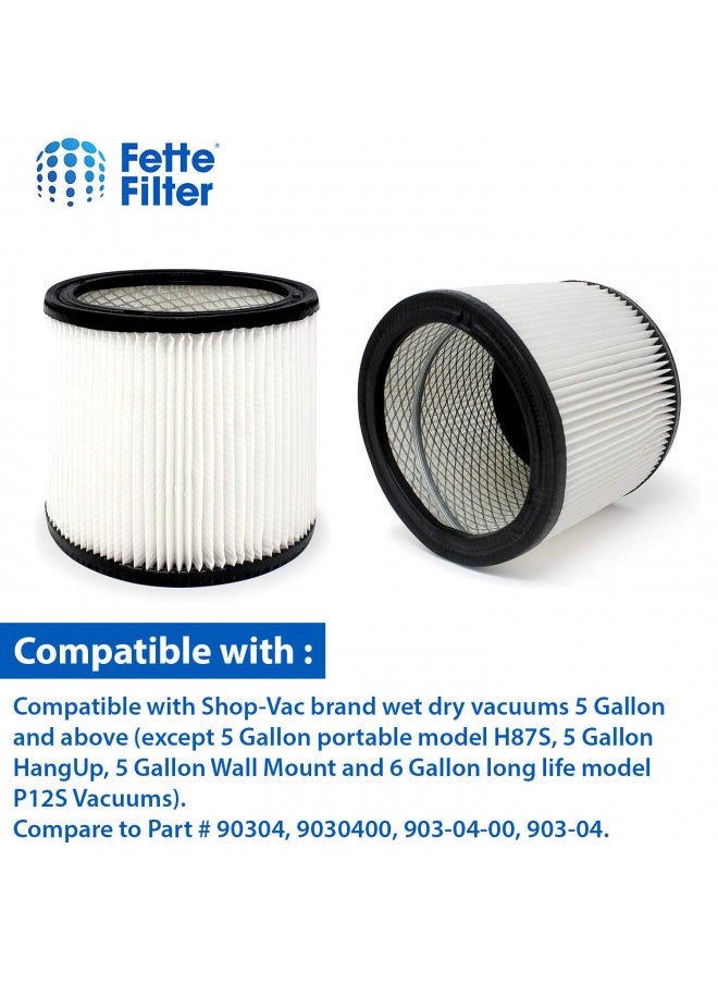 Fette Filter - Pack Replacement Cartridge Filter Vacuum Filter Compatible with ShopVac 90304 and 9058500 (Pack of 2)