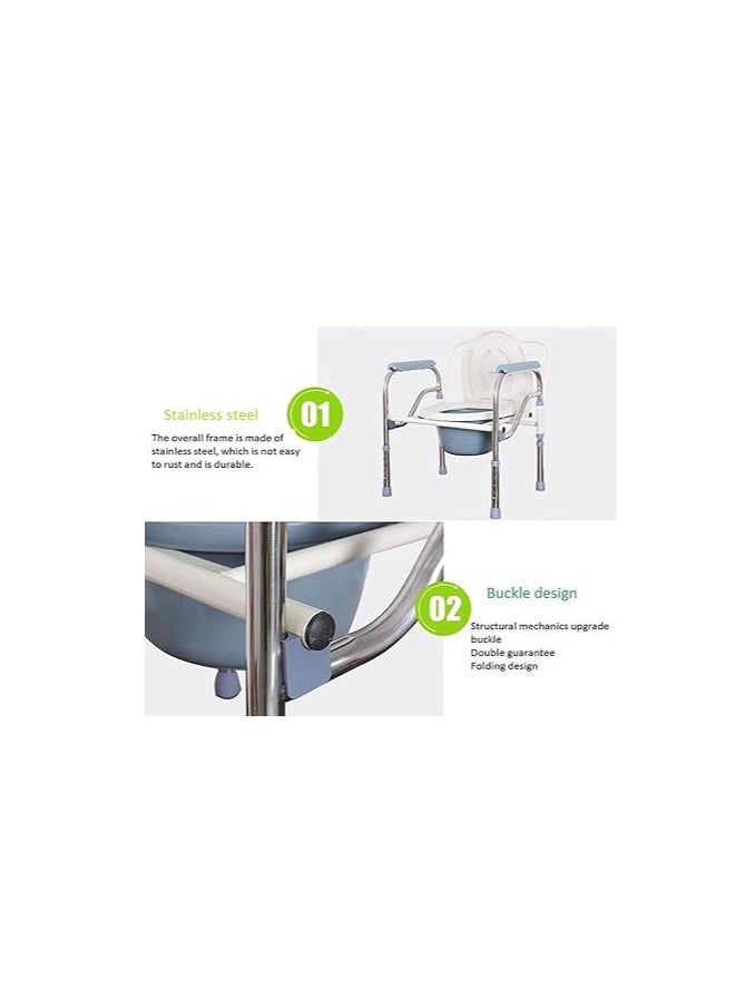 Folding Commode Chair, Portable Height adjustment 3n1 Bedside Commode