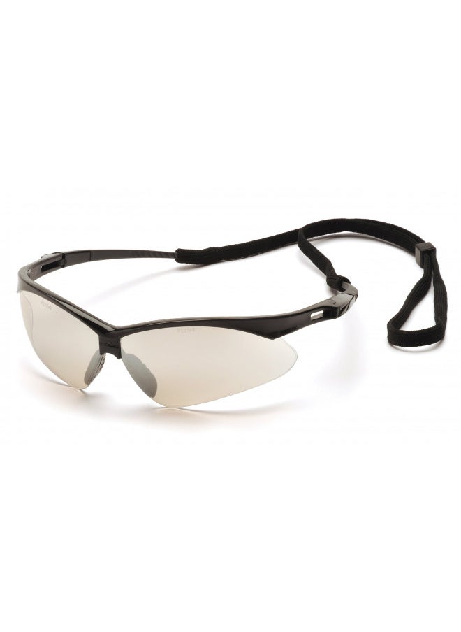 Pyramex Safety PMXTREME Eyewear, Black Frame with Cord, Indoor/Outdoor Mirror Lens