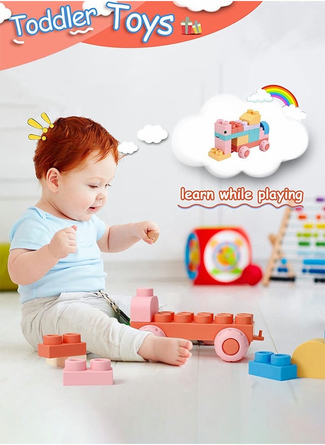 80PCS Soft Building Block Sets for Kids,Top STEM Building Blocks,Large Construction Block Toys for Toddler,Soft Rubber Building Block Early Educational Toy,Sensory Stacking Rock