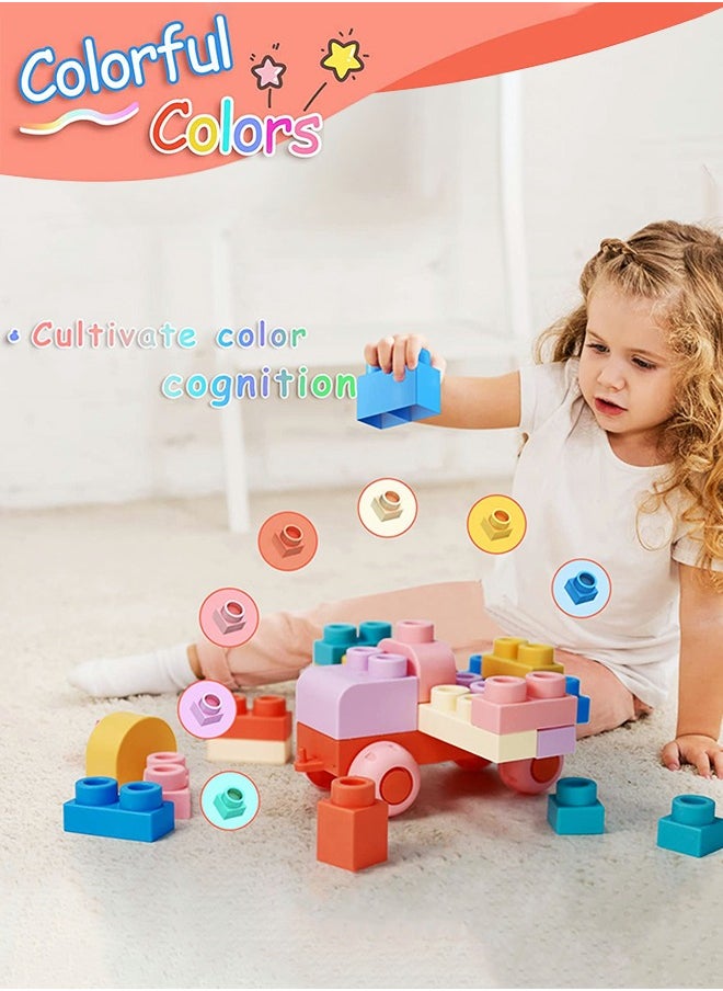 80PCS Soft Building Block Sets for Kids,Top STEM Building Blocks,Large Construction Block Toys for Toddler,Soft Rubber Building Block Early Educational Toy,Sensory Stacking Rock