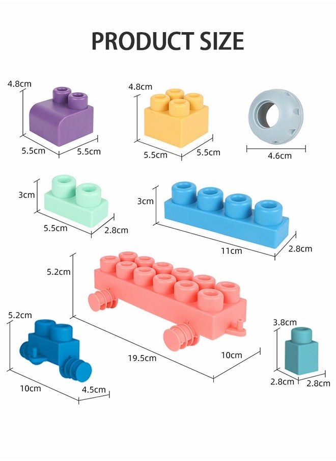 80PCS Soft Building Block Sets for Kids,Top STEM Building Blocks,Large Construction Block Toys for Toddler,Soft Rubber Building Block Early Educational Toy,Sensory Stacking Rock