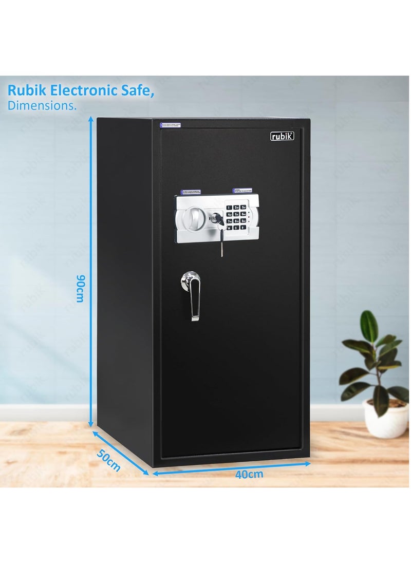 Safe Box Large with Digital Keypad and Key Lock, Security Locker for Money Files Folder Documents Jewelry Office Home RB90EG (Size, 90x40x50cm) Black