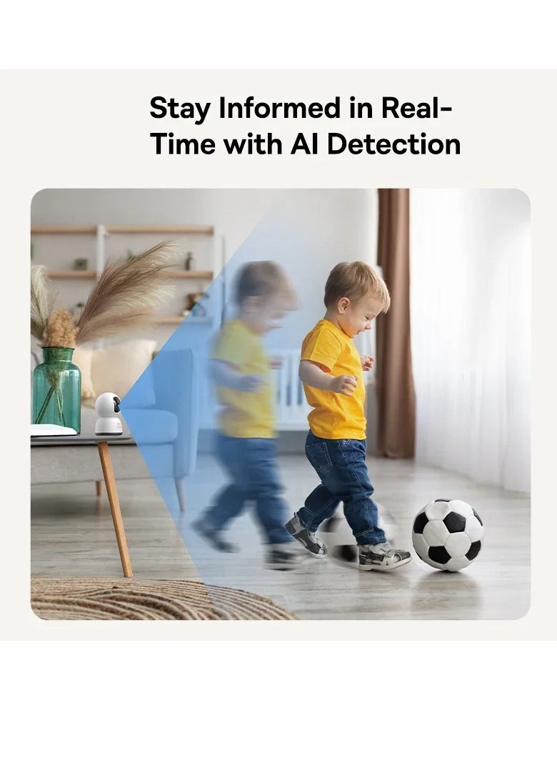 3MP 2K WiFi Indoor Security Camera with Pan Tilt, 8x Digital Zoom, 2-Way Audio, Night Vision, Motion Detection, Baby Monitor, Support Micro SD Card up to 256GB, Compatible with Google Assistant and Amazon Alexa, Remote Management via APP, Smart Home Monitoring, CCTV Camera for Home Security