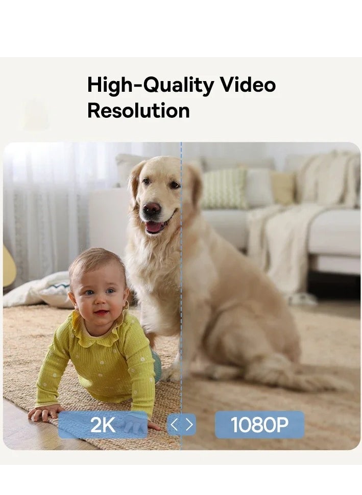 3MP 2K WiFi Indoor Security Camera with Pan Tilt, 8x Digital Zoom, 2-Way Audio, Night Vision, Motion Detection, Baby Monitor, Support Micro SD Card up to 256GB, Compatible with Google Assistant and Amazon Alexa, Remote Management via APP, Smart Home Monitoring, CCTV Camera for Home Security