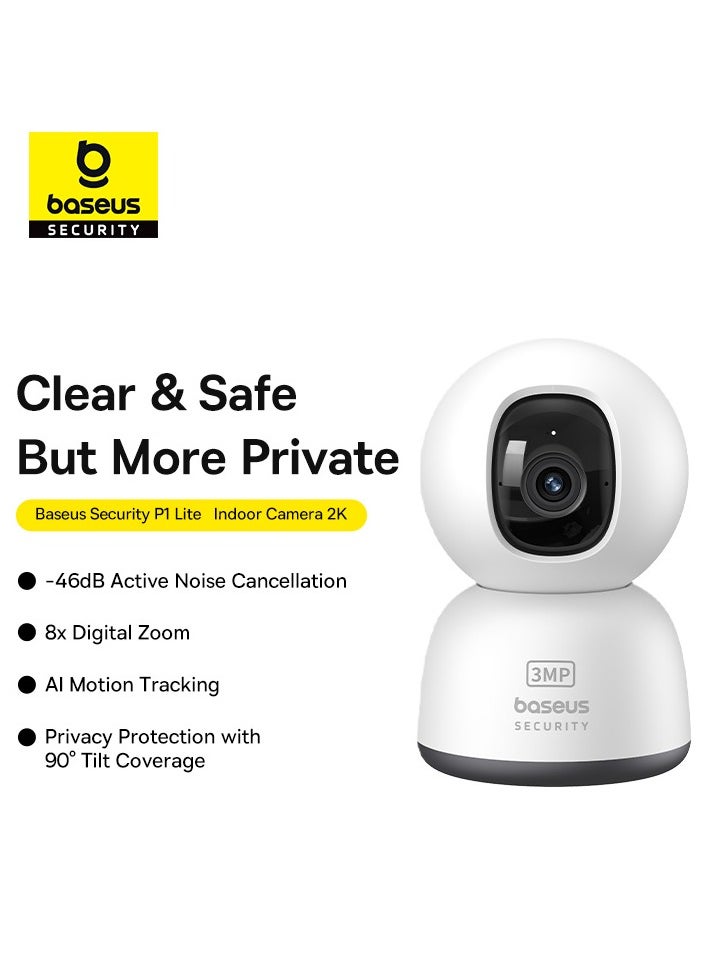 3MP 2K WiFi Indoor Security Camera with Pan Tilt, 8x Digital Zoom, 2-Way Audio, Night Vision, Motion Detection, Baby Monitor, Support Micro SD Card up to 256GB, Compatible with Google Assistant and Amazon Alexa, Remote Management via APP, Smart Home Monitoring, CCTV Camera for Home Security