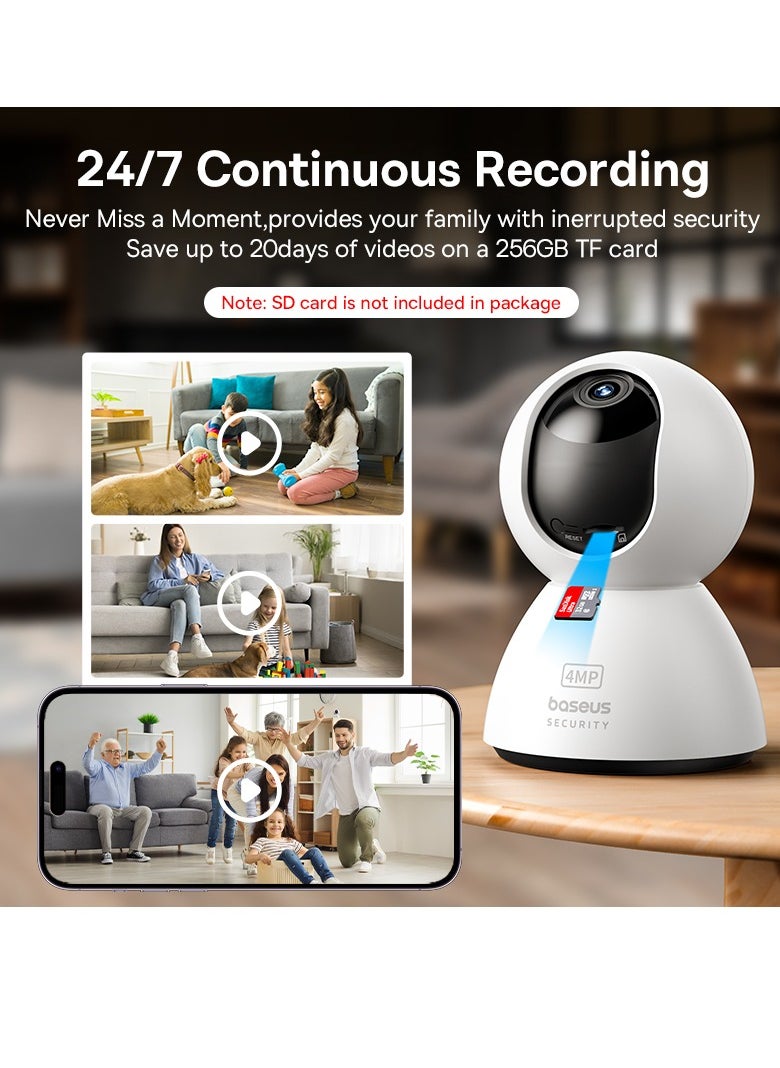 4MP HD Pan/Tilt Smart 5G Wi-Fi Security Camera - Indoor Home Protection, 3K High Clarity, Two-Way Audio, Night Vision, Motion Detection, Baby Monitor, up to 256GB MicroSD Card Support, Works with Google Assistant & Amazon Alexa, Remote Management via App