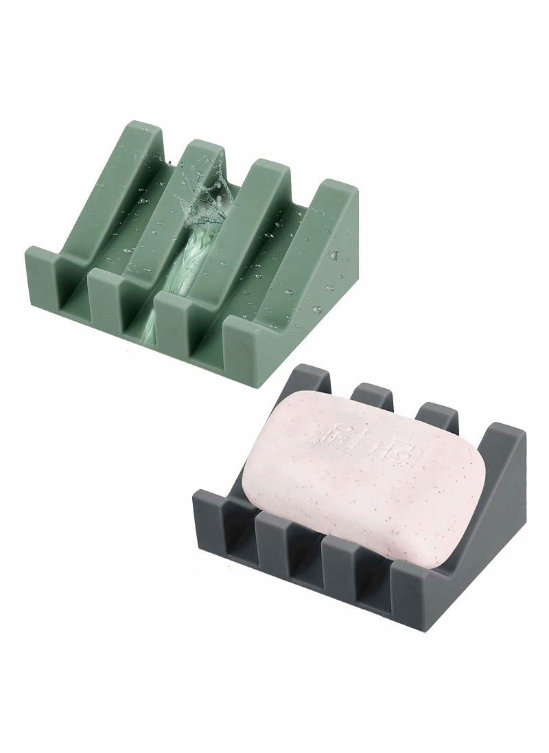 2 Pack Soap Dishes Holder with Drain Soap Saver for Kitchen Camping Gym Bathroom Accessories