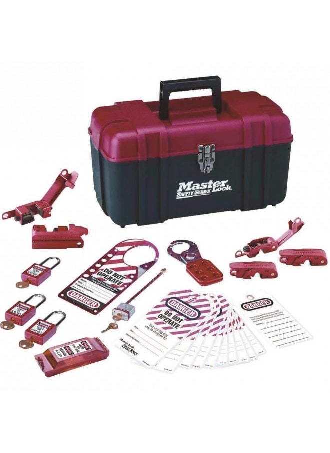 Master Lock 1457E410KA Lockout Tagout Group Lockout Kit, Red