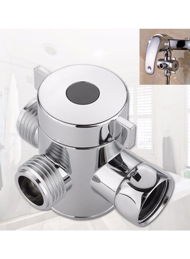 Three-Way Shower Head T-Adapter Bidet Silver 5.7x7.5x5centimeter