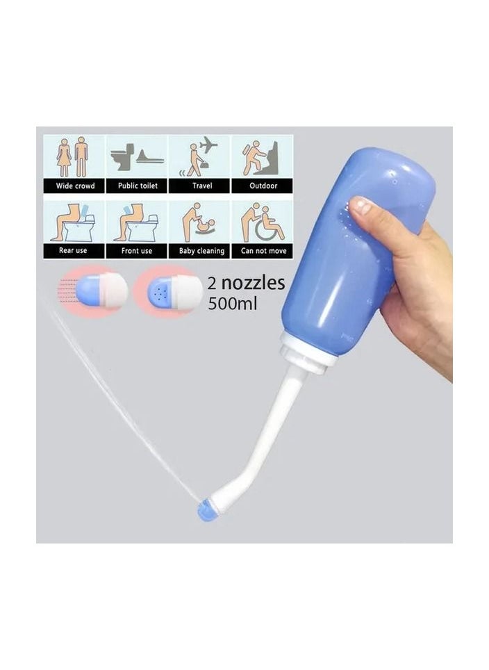 1-Piece 500ml Portable Travel Handheld Personal Bidet for Toilet,Camping Hiking Outdoor Sports Personal Cleaning Care Tools