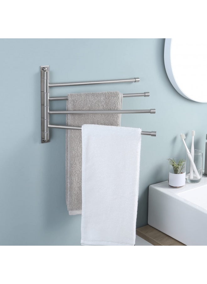 KES Swivel Towel Rack, Bathroom Swivel Towel Bar Swing Out Towel Holder 4-Arm Multiple Towel Rack 13.8 Inch Space Saving SUS 304 Stainless Steel Wall Mount Brushed Finish, A2102S4-2