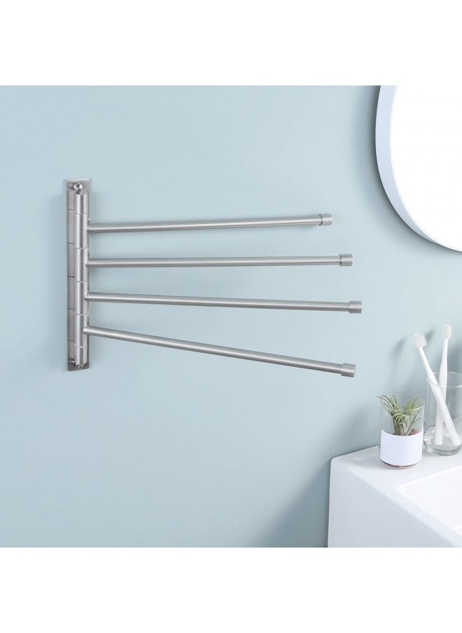 KES Swivel Towel Rack, Bathroom Swivel Towel Bar Swing Out Towel Holder 4-Arm Multiple Towel Rack 13.8 Inch Space Saving SUS 304 Stainless Steel Wall Mount Brushed Finish, A2102S4-2