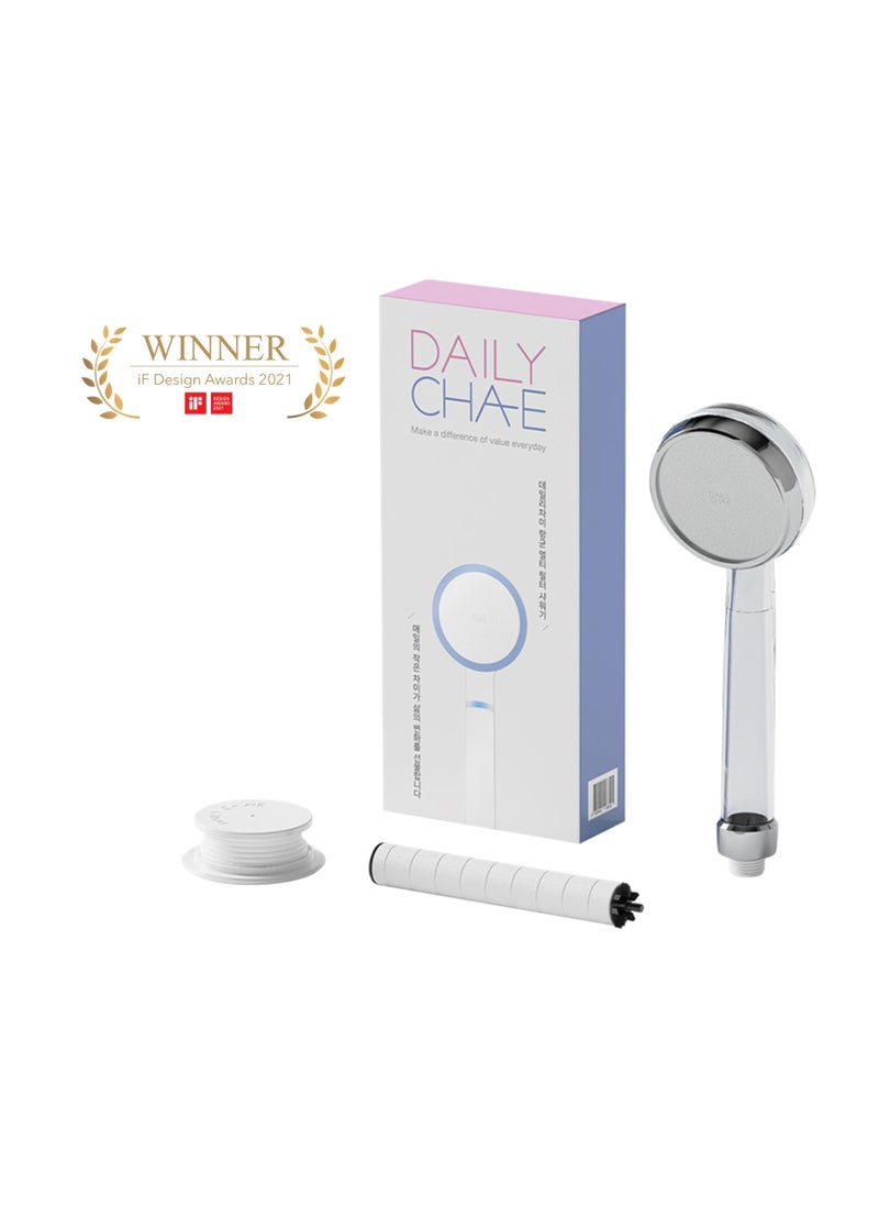 DailyCha-E Korean Multi Filtered Shower Head (Trial Pack) - Twin Shower Filter System - High Pressure Shower Head - Water Filter for Hair Loss - Chlorine Removal