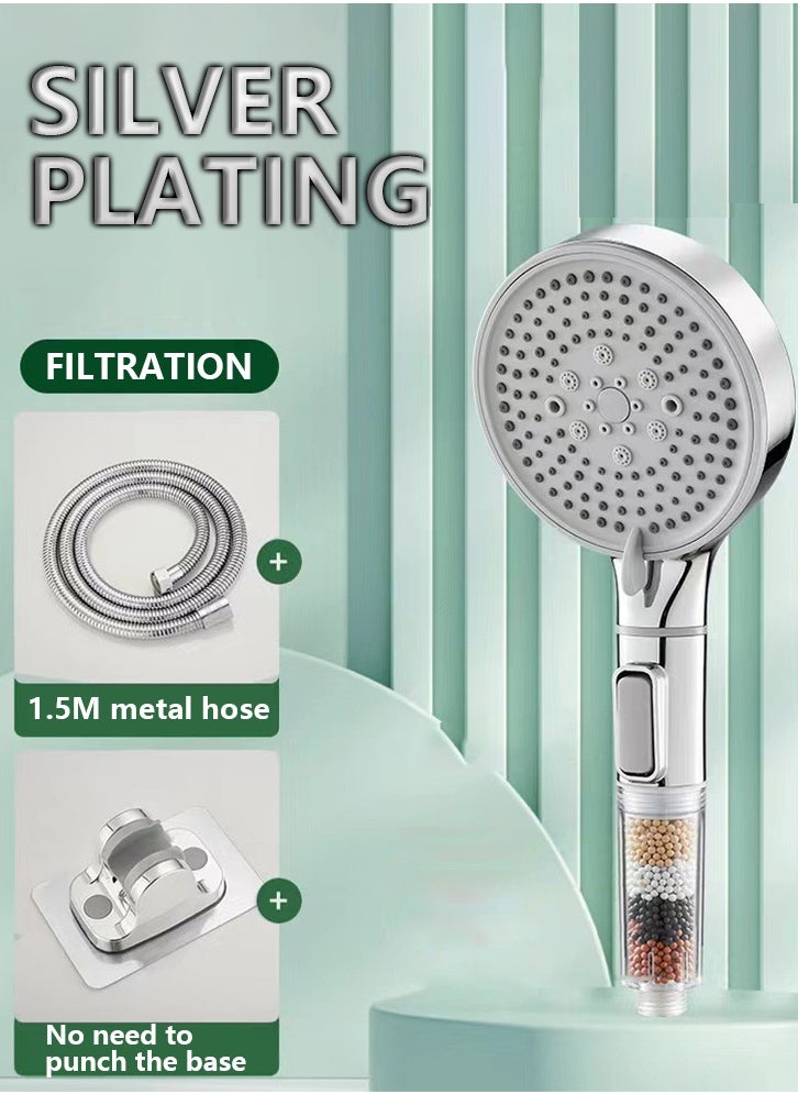 Filtered Shower Head with Handheld, High Pressure Spray Mode Showerhead with Filters, Water Softener Filters Beads for Hard Water - Remove Chlorine - Reduces Dry Itchy Skin