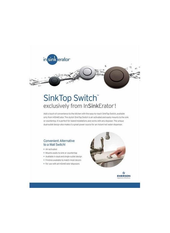 InSinkErator STS-00 Dual Outlet SinkTop, Chrome & White Sink Top Switch, Single, Chrome/White